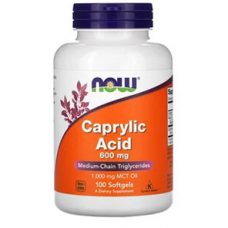 NOW Caprylic Acid 600 mg, 100 softgels